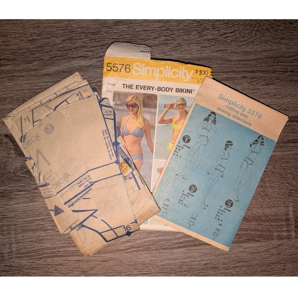 Simplicity 5576 Bikini Sewing Pattern Petite Size 6 Every-Body Bikini VTG 1973